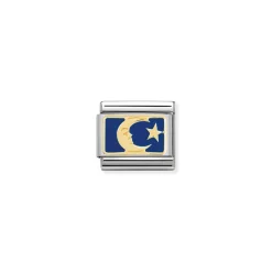 Nomination – Composable Classic PLATES steel , enamel and 18k gold Moon Blue Plate