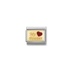 Nomination – Composable Classic PLATES steel , enamel and 18k gold My Forever