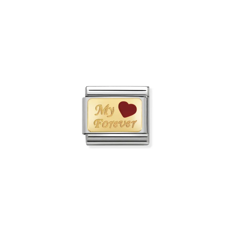 Nomination – Composable Classic PLATES steel , enamel and 18k gold My Forever