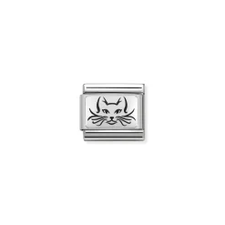 Nomination – Composable Classic OXYDISED PLATES 2 in steel and 925 sterling silver Cat