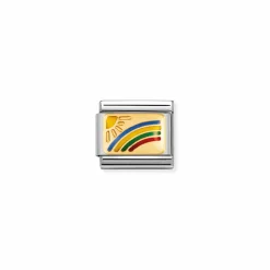 Nomination – Composable Classic PLATES steel , enamel and 18k gold Rainbow