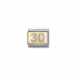 Nomination – Composable Classic GLITTER PLATES in steel, enamel and 18k gold 30 SILVER