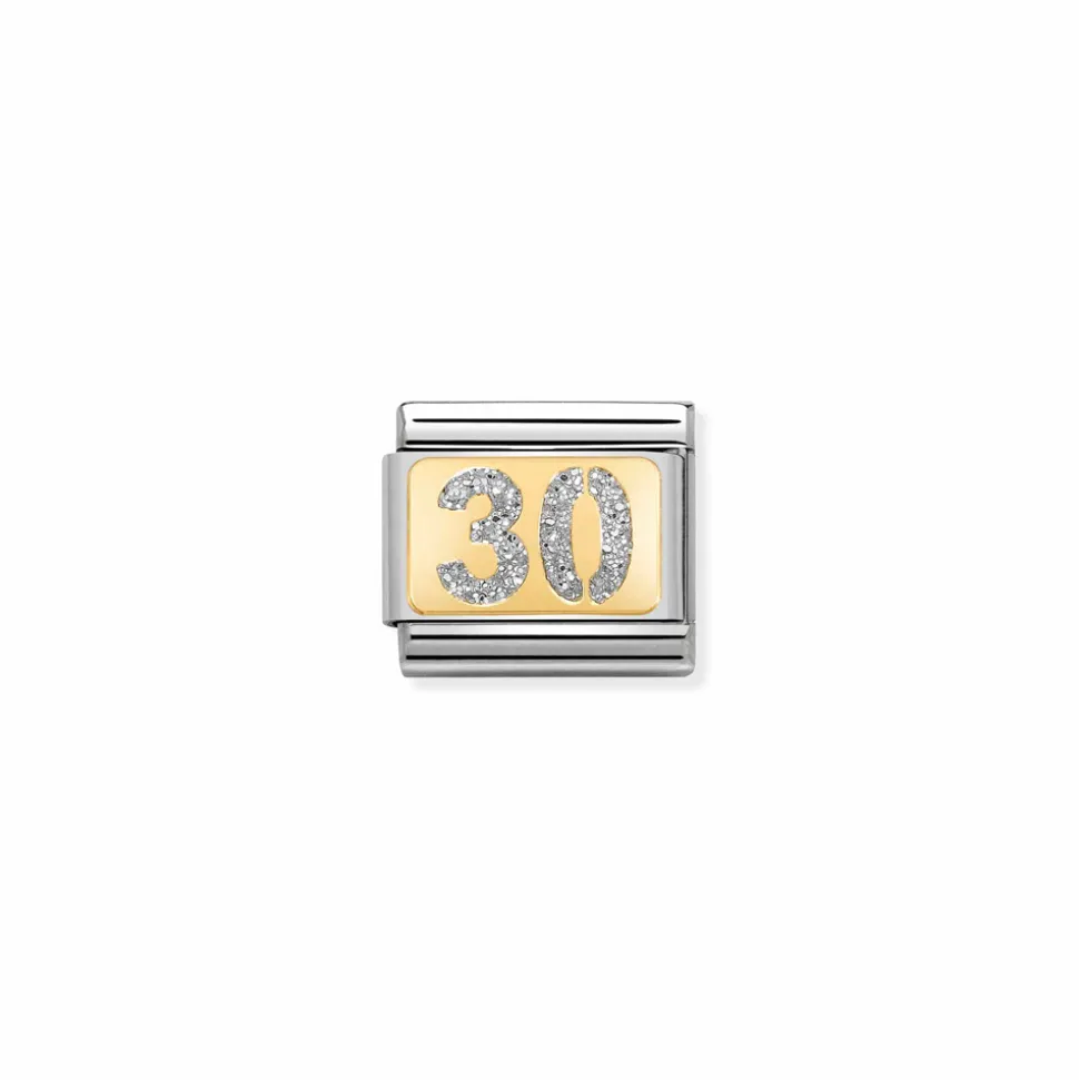 Nomination – Composable Classic GLITTER PLATES in steel, enamel and 18k gold 30 SILVER
