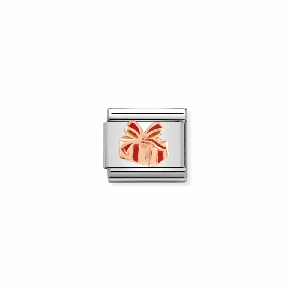 Nomination – Composable Classic RELIEF in st,steel, enamel and 9k rose gold (03_Gift with Red Enamel)