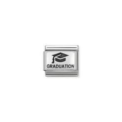 Nomination – Composable Classic OXYDISED PLATES 2 in steel and 925 sterling silver Graduation with hat