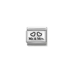 Nomination – Composable Classic OXYDISED PLATES 2 in steel and 925 sterling silver Mr and Mrs