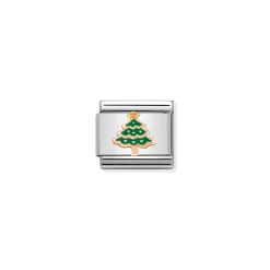 Nomination – Composable Classic RELIEF in st,steel, enamel and 9k rose gold (05_Christmas Tree)