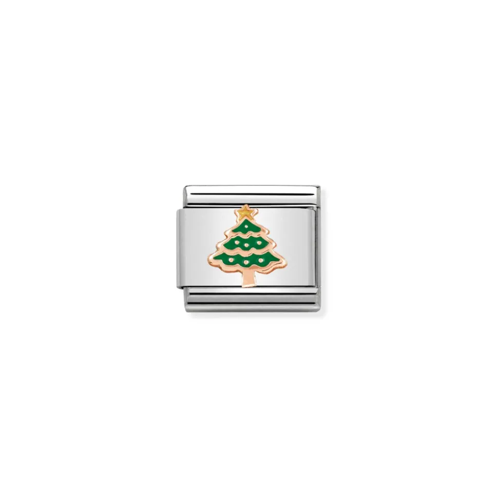 Nomination – Composable Classic RELIEF in st,steel, enamel and 9k rose gold (05_Christmas Tree)