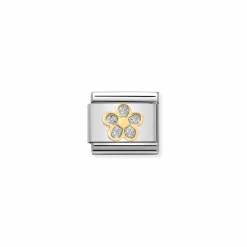 Nomination – Composable Classic GLITTER SYMBOLS in steel, enamel and 18k gold (06_SILVER flower)
