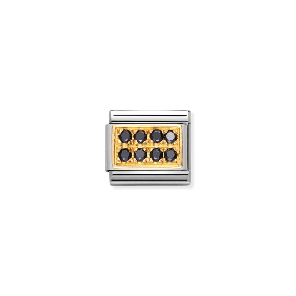 Nomination – COMPOSABLE Classic PAVE in stainless steel with 18k gold and Cubic Zirconia (10_Black CZ)