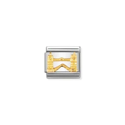 Nomination – COMPOSABLE Classic RELIEF SYMBOLS (UK) in stainless steel with 18k gold (04_Tower Bridge)