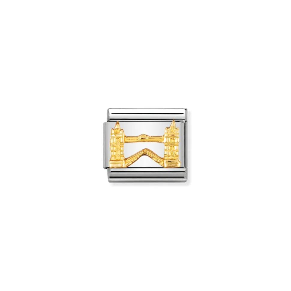 Nomination – COMPOSABLE Classic RELIEF SYMBOLS (UK) in stainless steel with 18k gold (04_Tower Bridge)