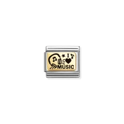 Nomination – Composable Classic PLATES (IC) in steel and 18k gold (46_I love music)