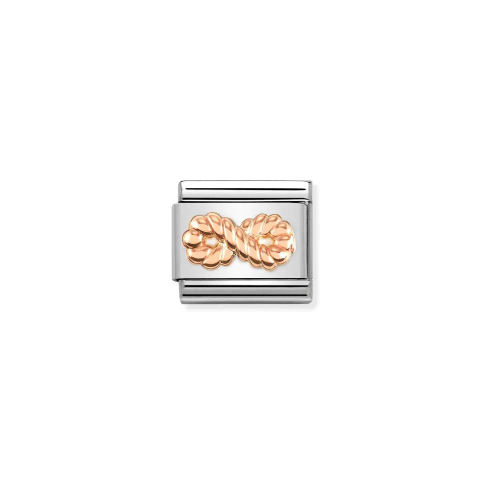 Nomination – Composable Classic RELIEF SYMBOLS stainless steel and 9k rose gold Infinite Rope