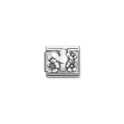 Nomination – Composable Classic OXIDIZED SYMBOLS in st,steel and 925 sterling silver (74_Heart with flowers)