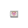 Nomination – Composable Classic HEART FACETED CZ in steel and 18k gold PINK