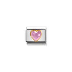Nomination – Composable Classic HEART FACETED CZ in steel and 18k gold PINK