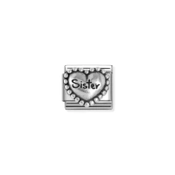 Nomination – COMPOSABLE CLASSIC OXIDIZED SYMBOLS IN ST,STEEL AND 925 STERLING SILVER (81_HEART WITH DOTS SISTER)