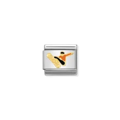 Nomination – COMPOSABLE Classic SPORTS 1 in stainless steel with enamel and 18k gold (17_Snowboarder)