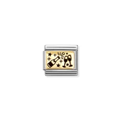 Nomination – COMPOSABLE CLASSIC PLATES (IC) IN STEEL AND 18K GOLD (61_CHEERS)