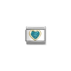 Nomination – Composable Classic GLITTER SYMBOLS in steel, enamel and 18k gold (08_LIGHT BLUE heart)