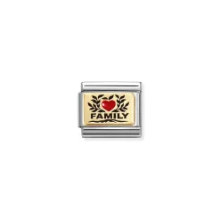 Nomination – Composable Classic PLATES (IC) in steel, enamel and 18k gold (07_Family red heart)
