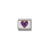 Nomination – Composable Classic HEART FACETED CZ in steel and 18k gold PURPLE