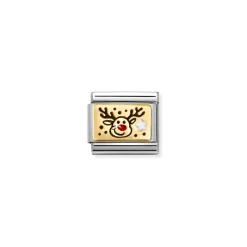 Nomination – Composable Classic PLATES (IC) in steel, enamel and 18k gold (11_Reindeer RED nose)