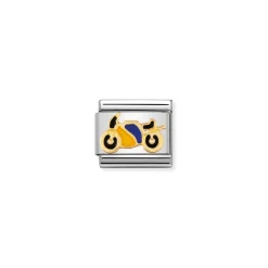 Nomination – COMPOSABLE Classic SPORTS in stainless steel with enamel and 18k gold YELLOW and BLUE Motorbike
