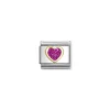 Nomination – Composable Classic GLITTER SYMBOLS in steel, enamel and 18k gold (09_FUCHSIA heart)