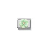 Nomination – Composable Classic STONE SYMBOLS in stainless steel and 9k rose gold Flower in GREEN MOTHER OF PEAR