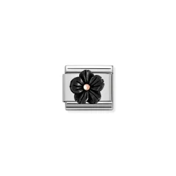 Nomination – Composable Classic STONE SYMBOLS in stainless steel and 9k rose gold Flower in ONYX