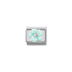 Nomination – Composable Classic STONE SYMBOLS in stainless steel and 9k rose gold Flower in TORQUOISE MOTHER OF