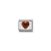 Nomination – Composable Classic HEART FACETED CZ in steel and 18k gold RED