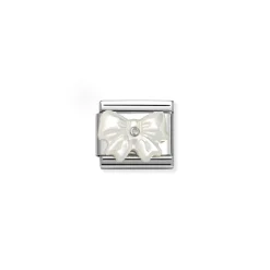 Nomination – Composable Classic STONE SYMBOLS in steel and 925 sterling silver (20_WHITE MOTHER OF PEARL bow)