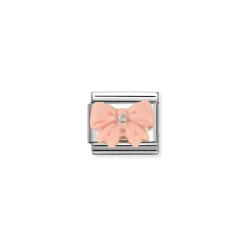 Nomination – COMPOSABLE CLASSIC STONE SYMBOLS IN STEEL AND 925 STERLING SILVER (21_PINK RESIN BOW)