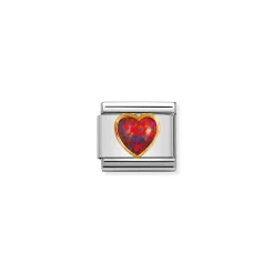 Nomination – COMPOSABLE Classic STONES HEARTS in stainless steel with 18k gold RED OPAL