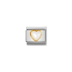 Nomination – COMPOSABLE Classic STONES HEARTS in stainless steel with 18k gold WHITE MOTHER OF PEARL