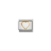 Nomination – COMPOSABLE Classic STONES HEARTS in stainless steel with 18k gold WHITE OPAL