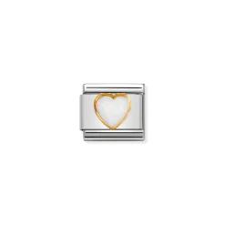 Nomination – COMPOSABLE Classic STONES HEARTS in stainless steel with 18k gold WHITE OPAL