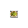 Nomination – Composable Classic STONES in stainless steel with 18k gold setting and detail (05_PERIDOT)