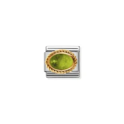 Nomination – Composable Classic STONES in stainless steel with 18k gold setting and detail (05_PERIDOT)