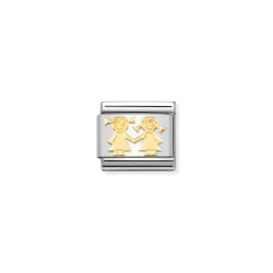 Nomination – Composable Classic SYMBOLS and steel and 18k gold Sisters