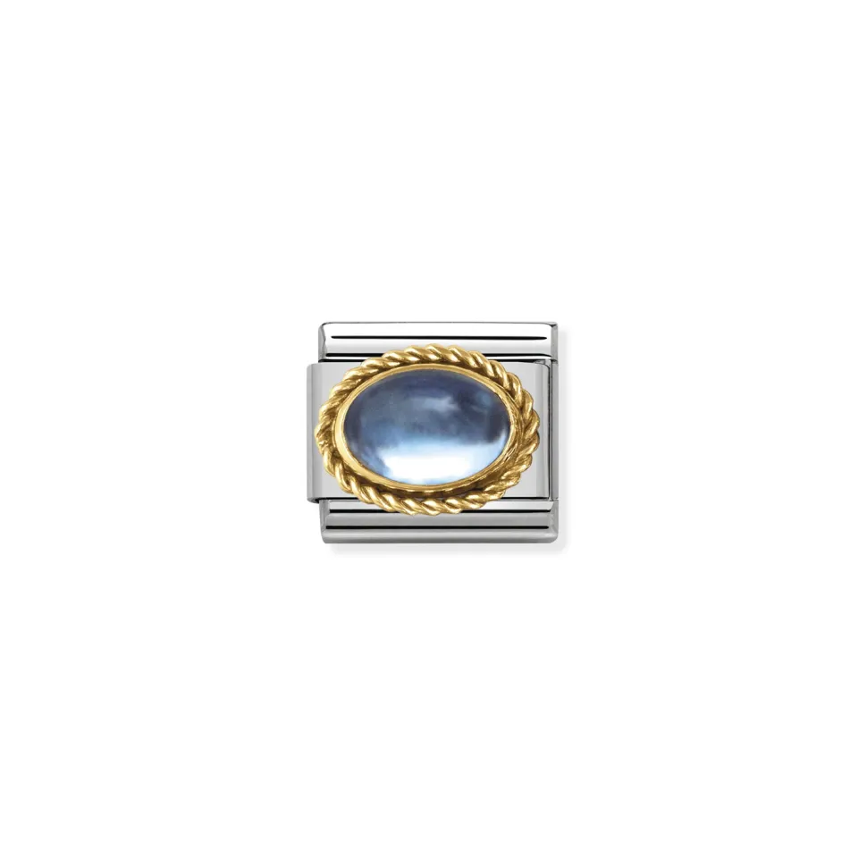 Nomination – COMPOSABLE CLASSIC STONES IN STAINLESS STEEL WITH 18K GOLD SETTING AND DETAIL (13_LIGHT BLUE TOPAZ)
