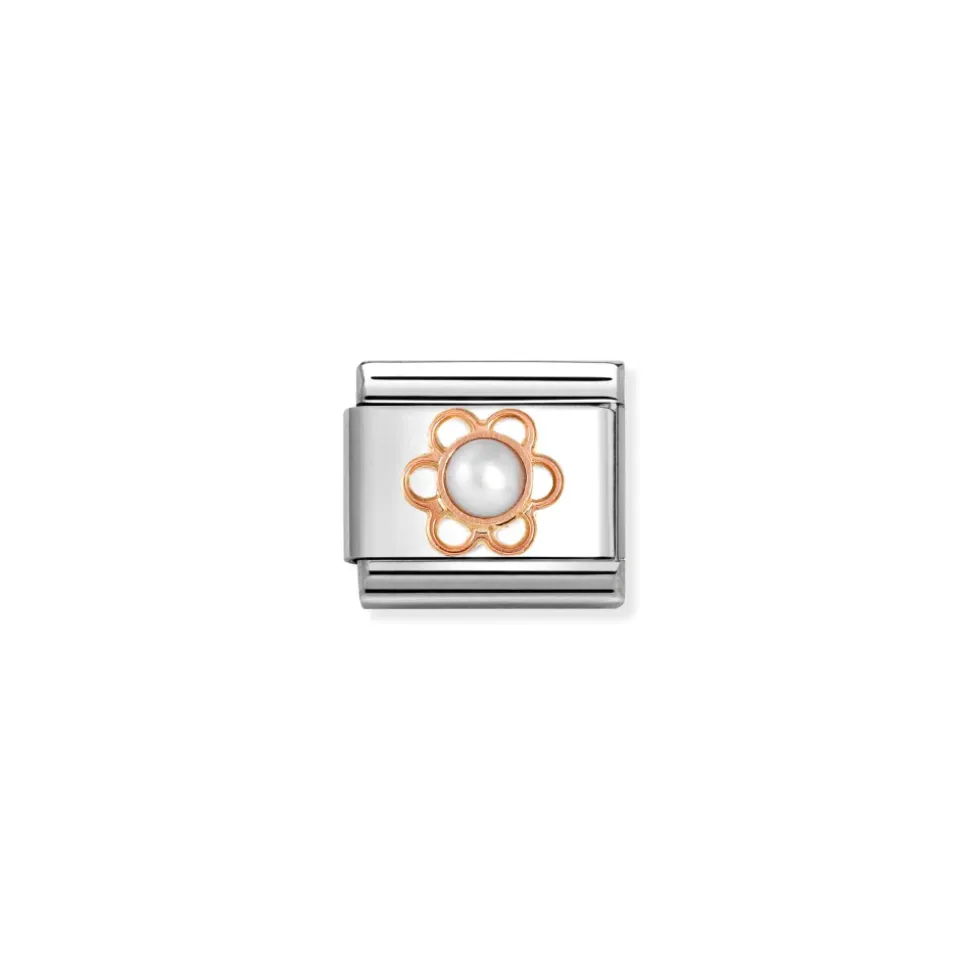 Nomination – COMPOSABLE CLASSIC SYMBOLS AND STONES STAINLESS STEEL AND 9K ROSE GOLD (02_FLOWER AND WHITE PEARL)