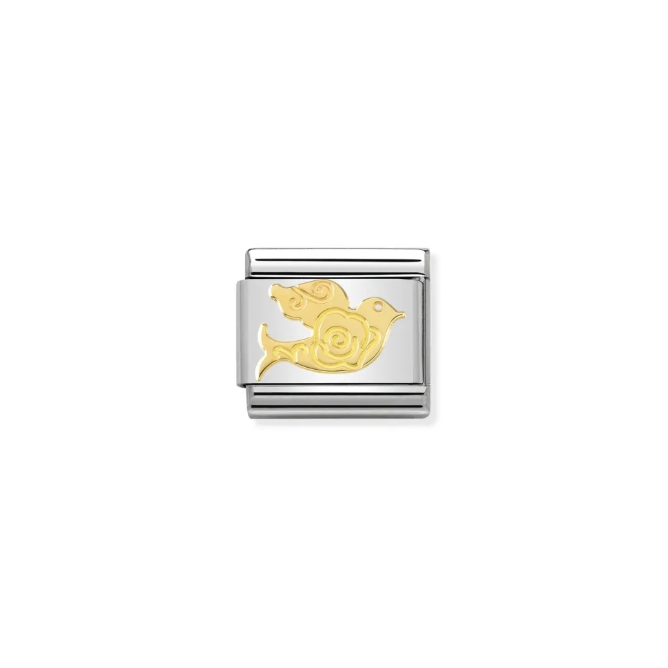Nomination – Composable Classic SYMBOLS and steel and 18k gold (12_Dove Versailles)
