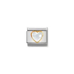Nomination – Composable Classic HEART FACETED CZ in steel and 18k gold White
