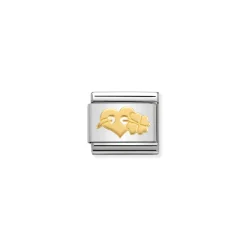 Nomination – Composable Classic SYMBOLS and steel and 18k gold (30_Heart And Clover)
