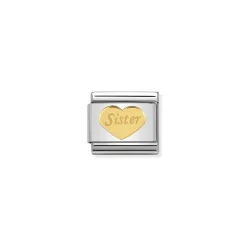 Nomination – Composable Classic SYMBOLS and steel and 18k gold (36_Sister heart)