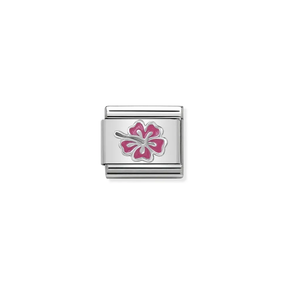 Nomination – COMPOSABLE CLASSIC SYMBOLS IN STAINLESS STEEL , ENAMEL AND 925 STERLING SILVER (24_HIBISCUS PINK)